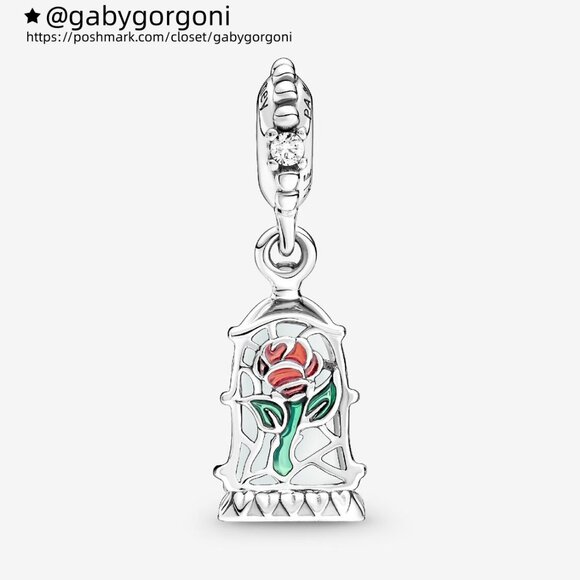 Pandora Disney Beauty and the Beast Enchanted Rose Dangle Charm - Picture 4 of 6